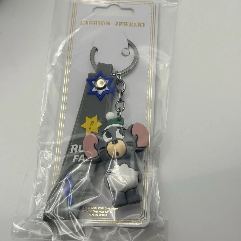 Tom & Jerry Mouse Keychain Silicone Strap RUN FAST Cartoon Key Ring Bag Charm
